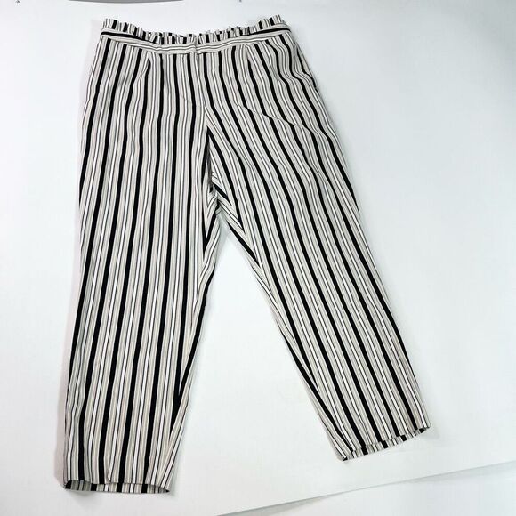 Express Paperbag Dress Pants Womens 16R Tan Stripe Ankle High Rise New Preppy - Picture 1 of 12